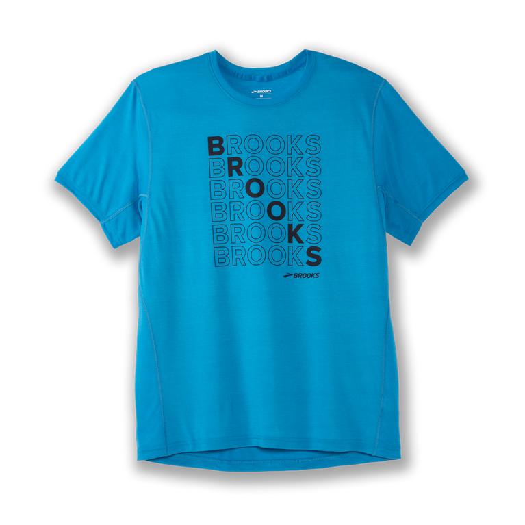 Brooks Distance Graphic Men's Short Sleeve Running Shirt - Electric Blue/Repeat (26179-BSLU)